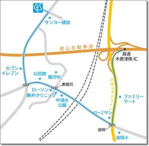 木更津南インターからのアクセスマップ